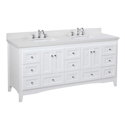 Abbey 72" Double Bathroom Vanity with Marine Gray Cabinet and Quartz Top
