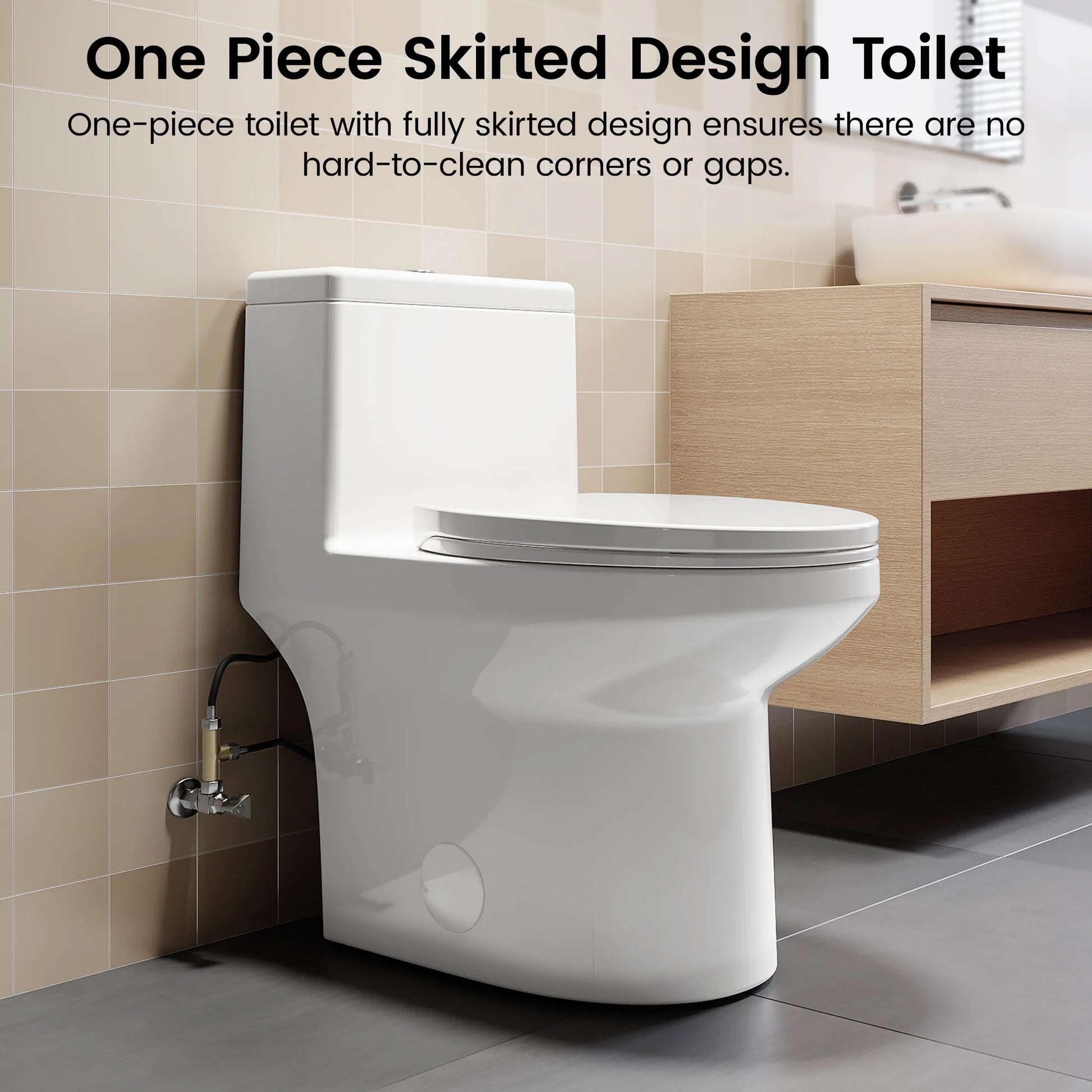 SOTOMO Elongated ADA Compliant One Piece Toilet, 17.2" Comfort Seat Height, 1.1/1.6 GPF Dual Flush, MAP 1000g, Soft-Close & Quick Release Seat, 12" Rough-In, Fully Skirted Toilet for Bathroom