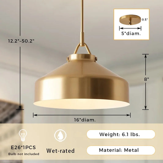 VersaGlow Premium Metal Pendant Light 16",Versatile Lighting,Ceiling Lights in Dining Room,Living Room,BathRoom
