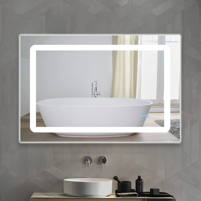DURASPACE Bathroom Mirrors Wall Mirror Anti fog Mirror 48"x 32" with Waterproof Memory Function Touch Button, Rectangle (Vertical/Horizontal)