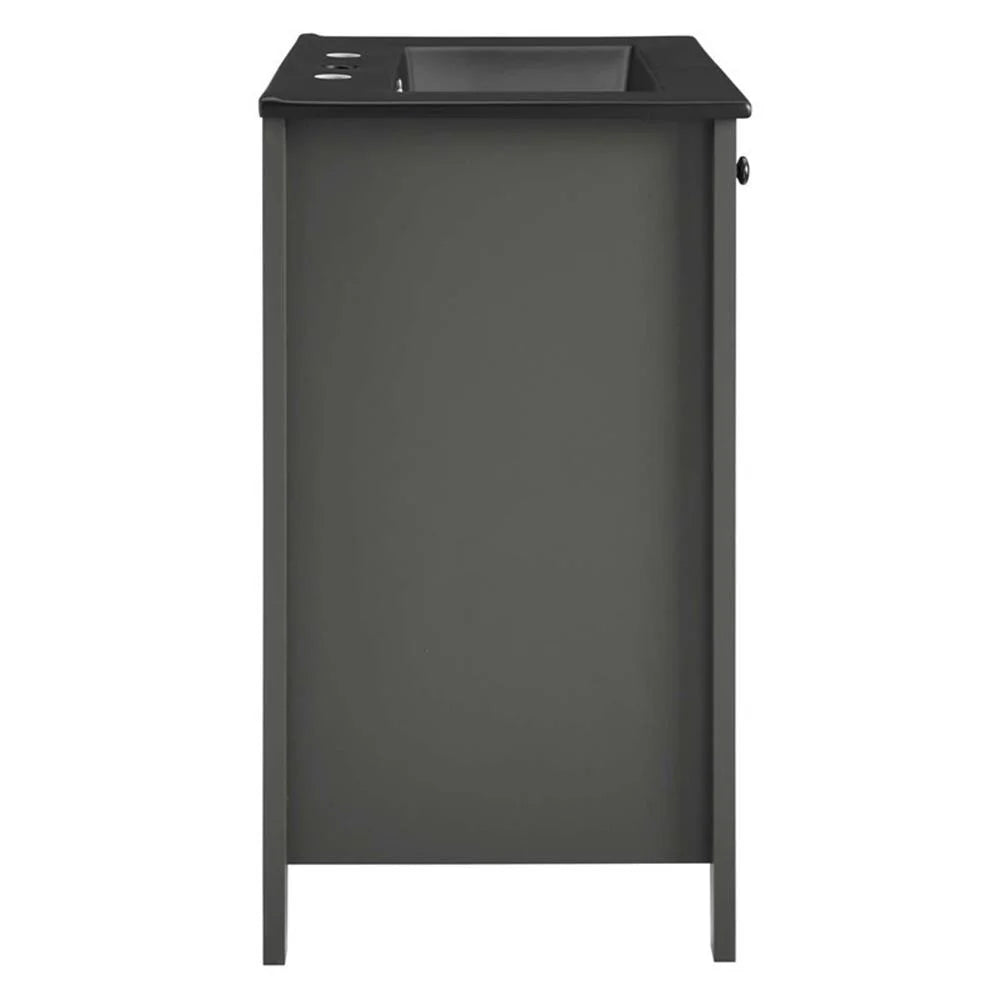 Modway Nantucket Modern Wood/Ceramic Bathroom Vanity in Gray/Black