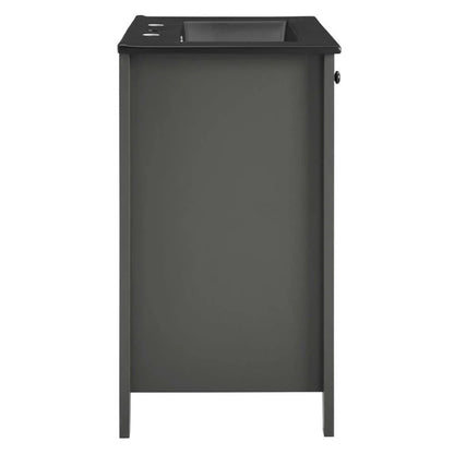 Modway Nantucket Modern Wood/Ceramic Bathroom Vanity in Gray/Black