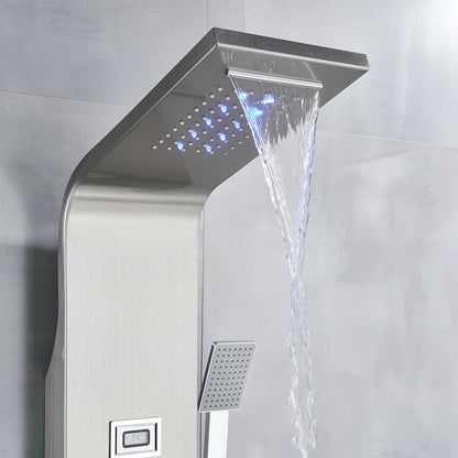 Bathroom Senlesen Stainless Steel LED Shower Panel Tower Faucet Set System Massage Body Jet