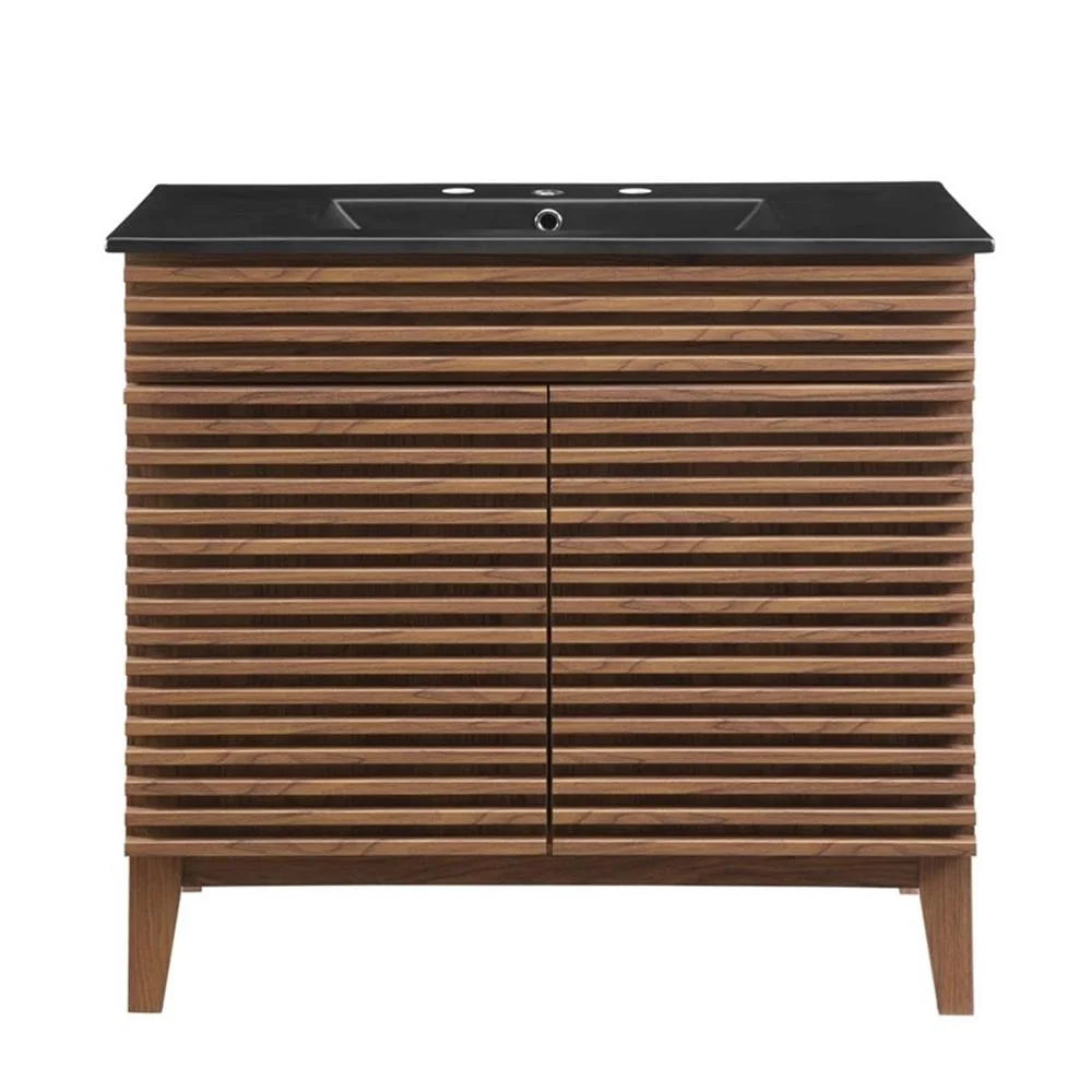 Modway Render 36" Bathroom Vanity in Walnut Black