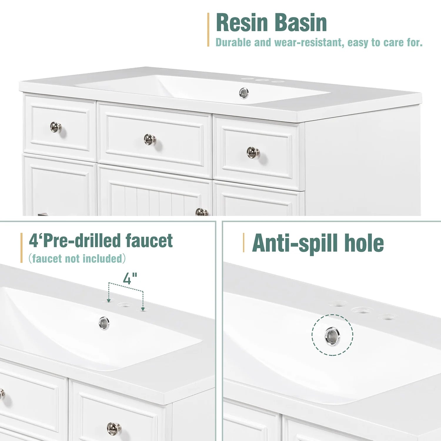 Harper & Bright Designs Bathroom Vanity Cabinet with Sink Combo Set 36", Contemporary Bathroom Shaker Cabinets and Vanities with Soft Closing Door and Drawer, White