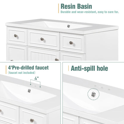 Harper & Bright Designs Bathroom Vanity Cabinet with Sink Combo Set 36", Contemporary Bathroom Shaker Cabinets and Vanities with Soft Closing Door and Drawer, White