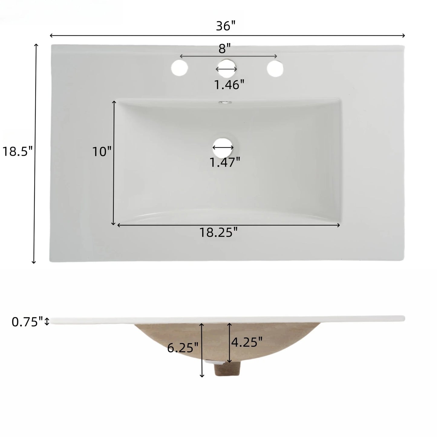 Christopher Knight Home 36" Bathroom Vanity with Sink, Textured Glass Doors, Open Shelf, White