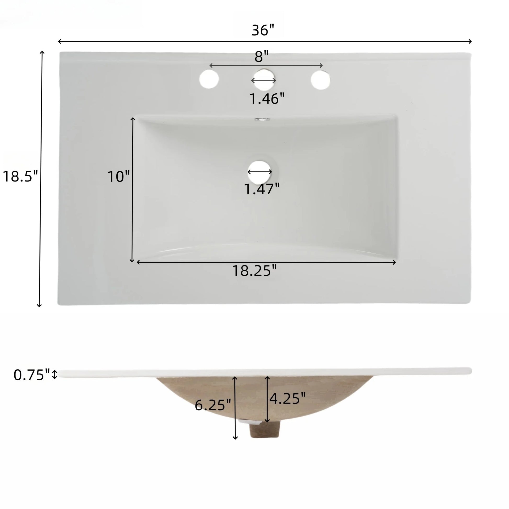 Christopher Knight Home 36" Bathroom Vanity with Sink, Textured Glass Doors, Open Shelf, White