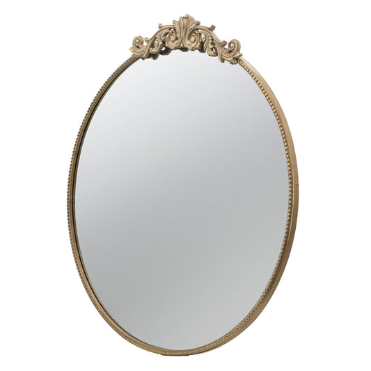 Gallan 36x 39 Inch Oval Gold Mirror, Wall Mounted Mirror with Metal Frame, Suitable for Bathroom, Living Room, Bedroom