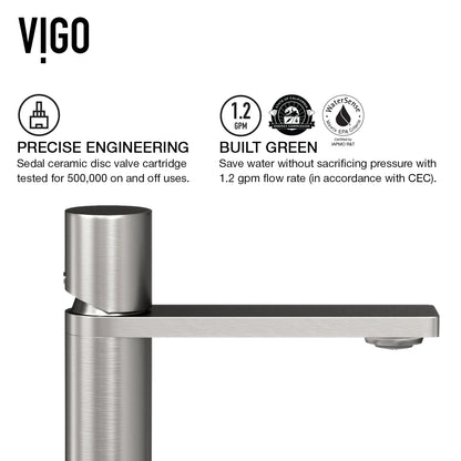 VIGO Gotham Single Handle Single-Hole Bathroom Vessel Faucet in Brushed Nickel