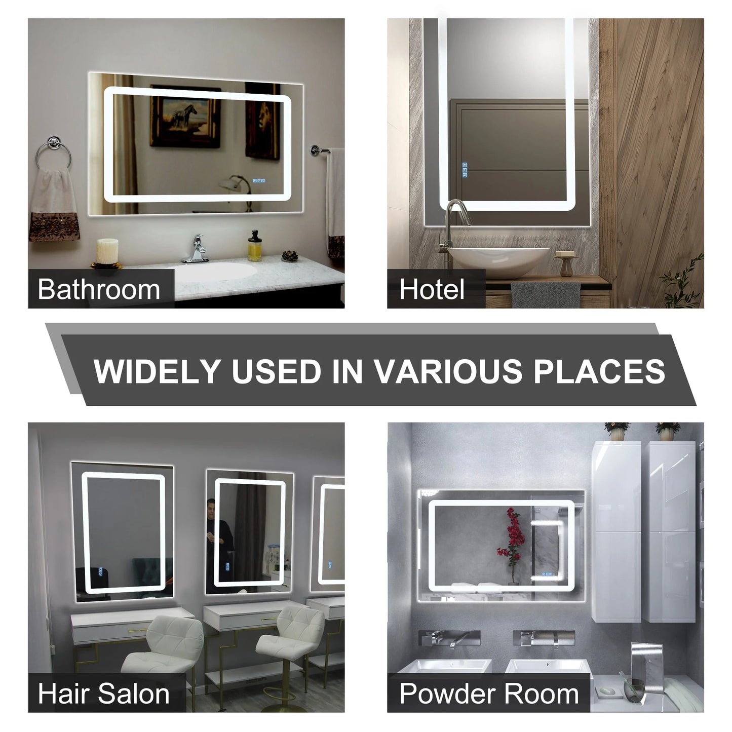 DURASPACE Bathroom Mirrors Wall Mirror Anti fog Mirror 48"x 32" with Waterproof Memory Function Touch Button, Rectangle (Vertical/Horizontal)