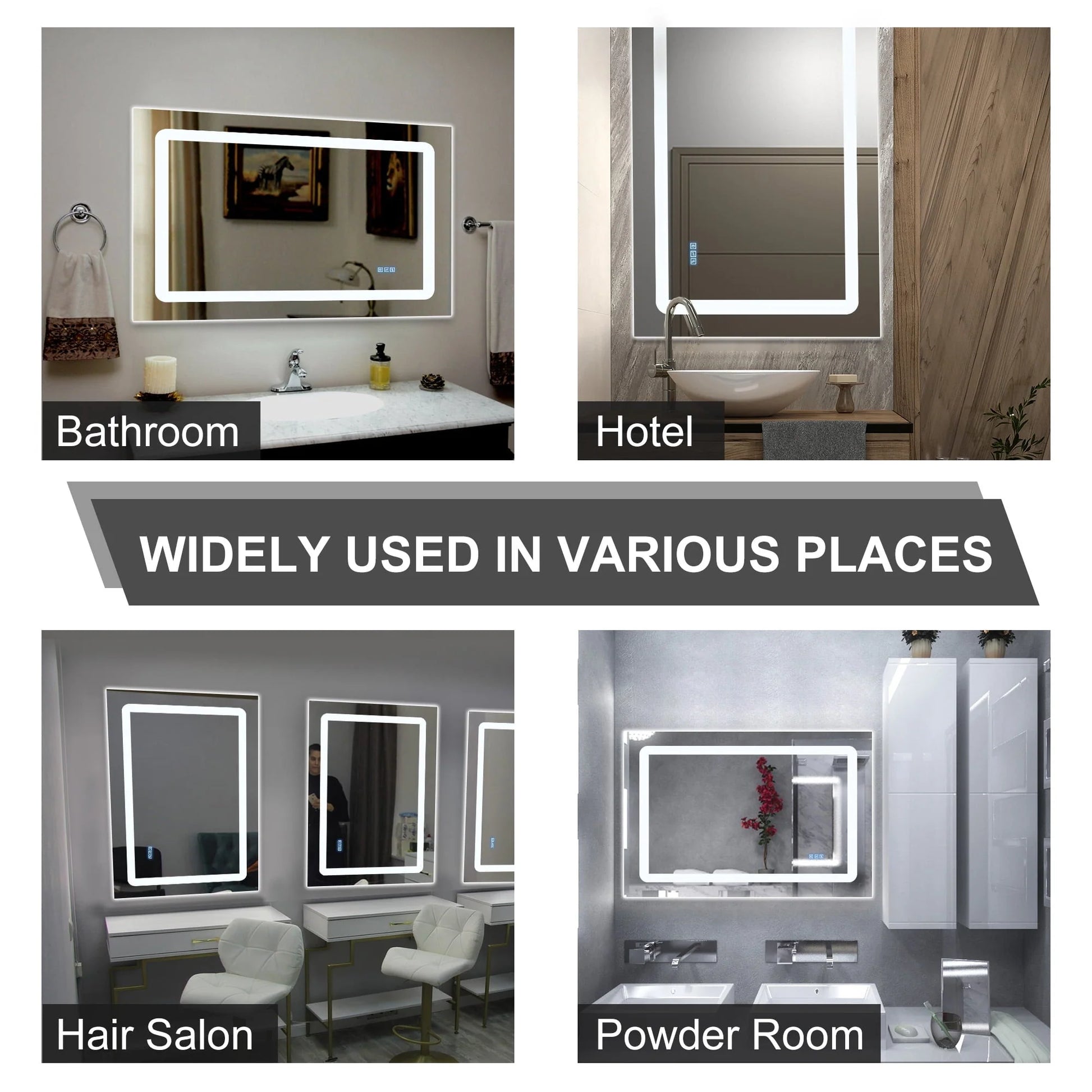 DURASPACE Bathroom Mirrors Wall Mirror Anti fog Mirror 48"x 32" with Waterproof Memory Function Touch Button, Rectangle (Vertical/Horizontal)
