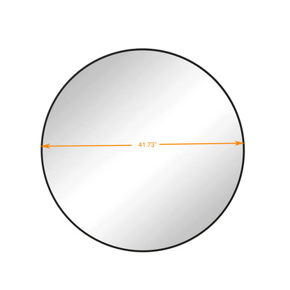 DUOSONG Wall Mirror 42 Inch Black Circular Mirror Metal Framed Mirror Round Vanity Mirror Dressing Mirror, For Bathroom, Living Room, Bedroom Wall Decor Black Glass Mirrors Bathroom Mirrors
