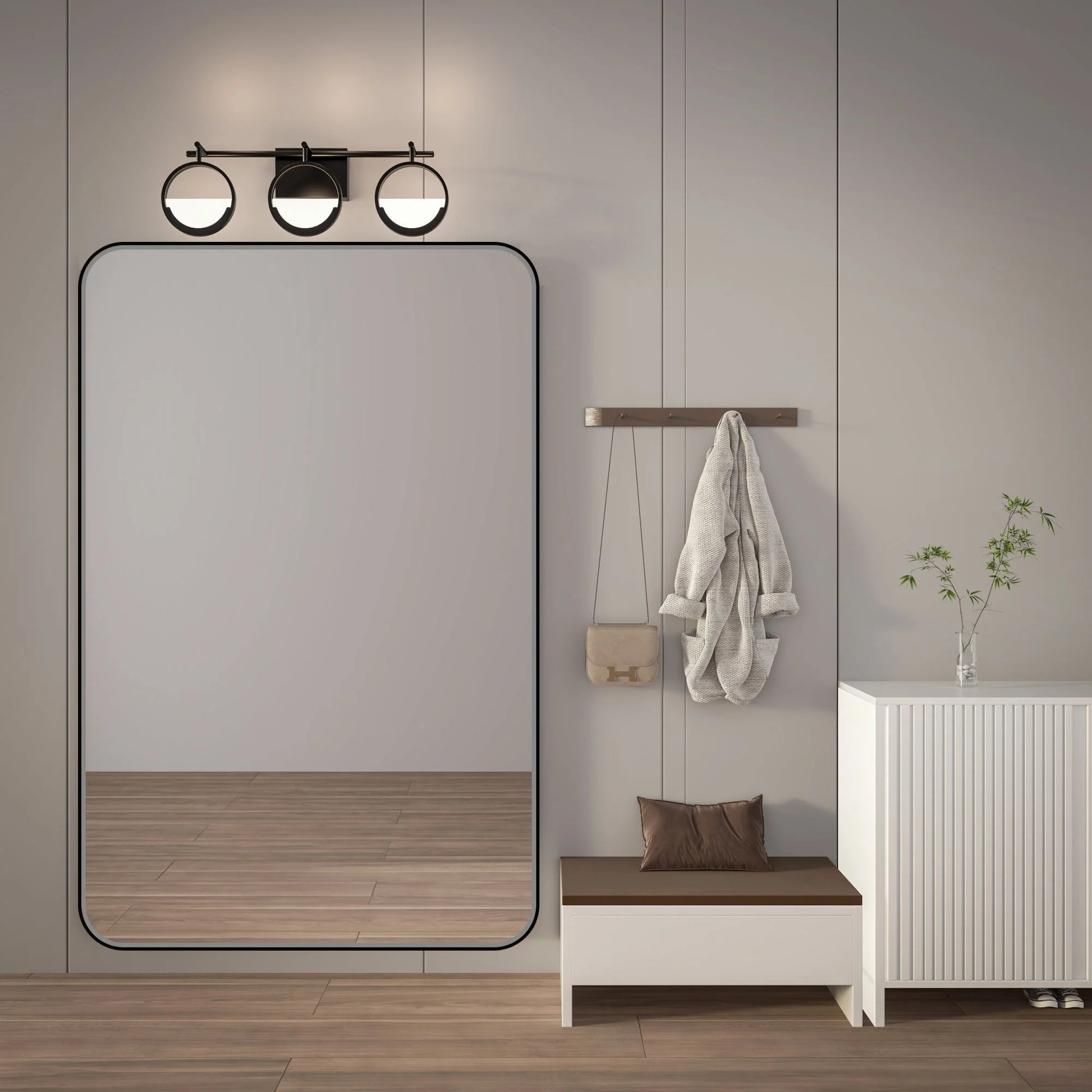 Noir Black Framed Vanity Mirror, Anti-Fog, Front & Backlit, Dimmable, Horizontal/Vertical Mount, Modern Bathroom Decor