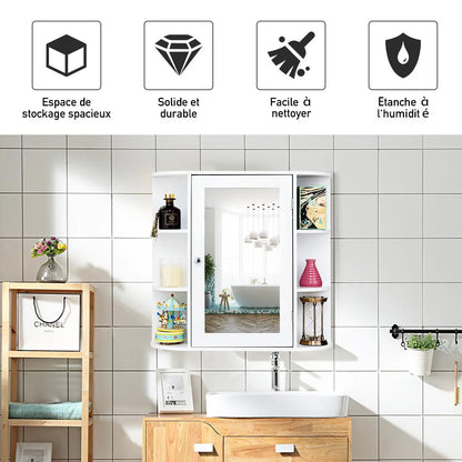 Giantex Bathroom Mirror Cabinet, Modern Wall Cabinet with Mirror, Medicine Cabinet with Mirror, Ideal for Bathroom, Dressing Room or Living Room, 26 x 6.5 x 25 inches (White)