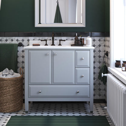 DHP Metcalfe 36 Inch Bathroom Vanity, White