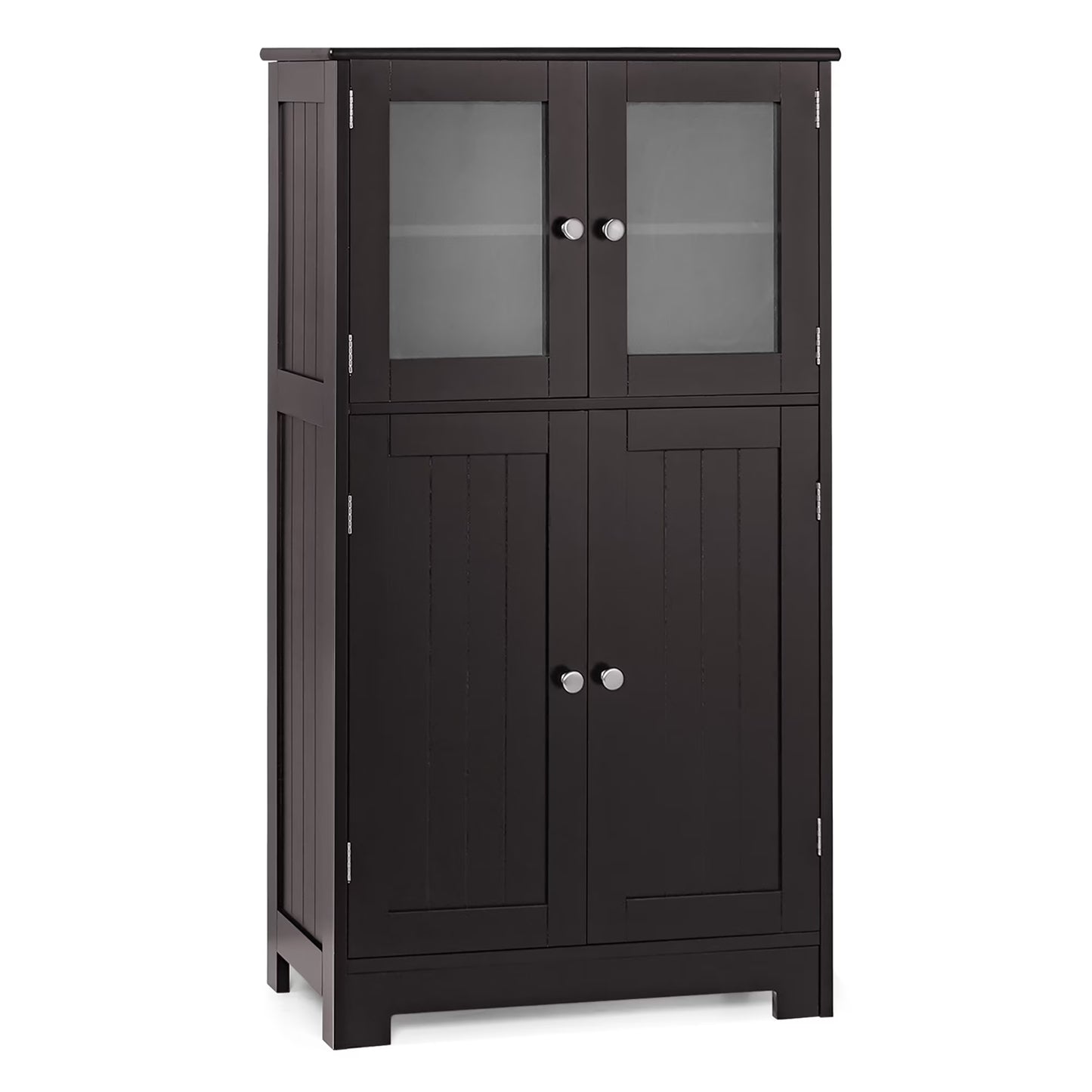 Costway Bathroom Floor Storage Cabinet Kitchen Cupboard w/Doors&Adjustable Shelf Black