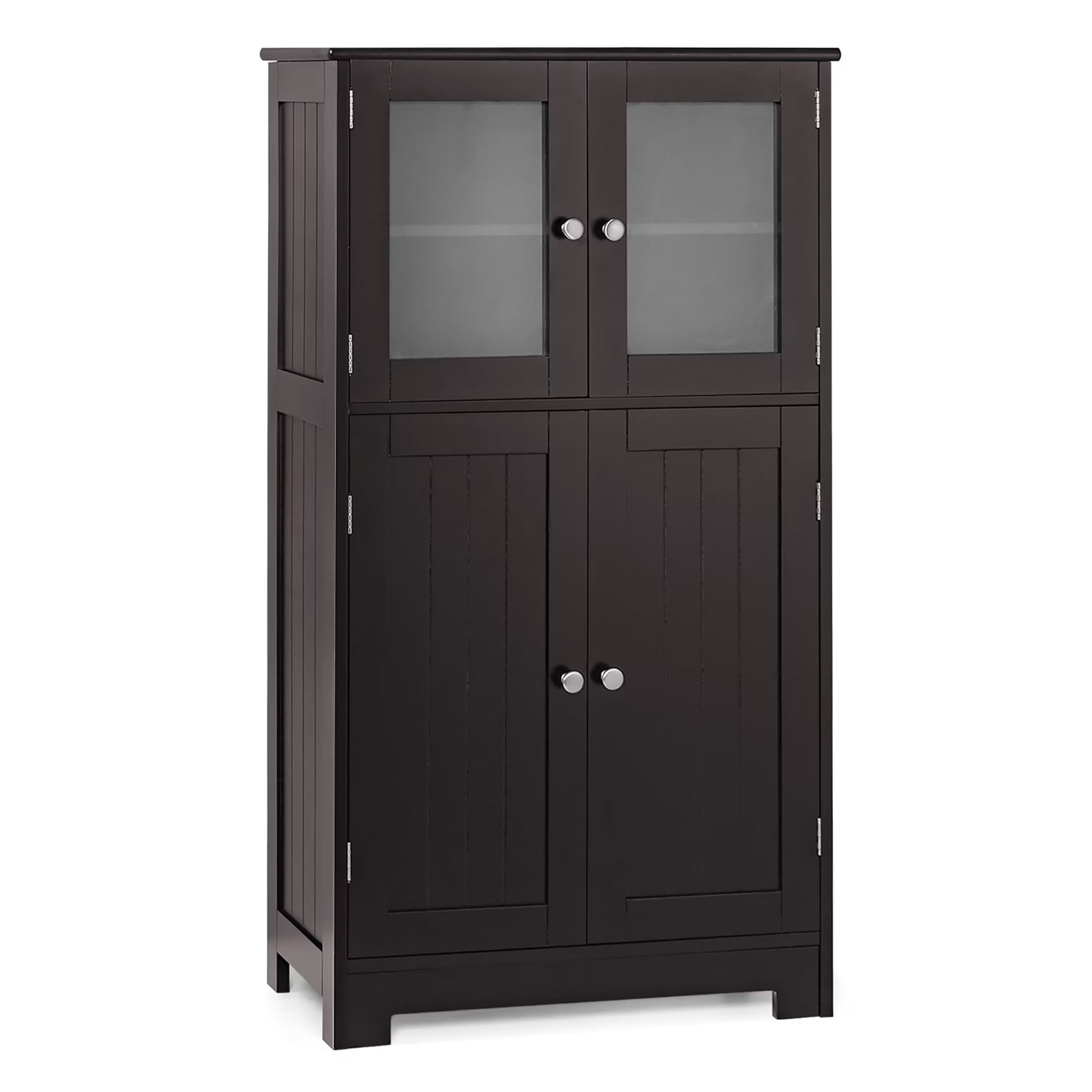 Costway Bathroom Floor Storage Cabinet Kitchen Cupboard w/Doors&Adjustable Shelf Black