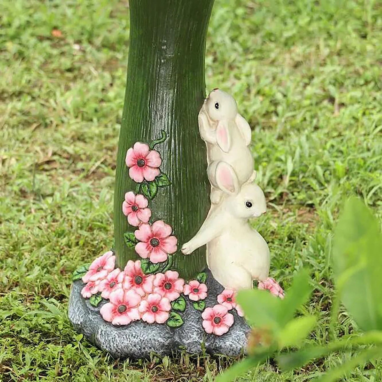 JeashCHAT Clearance Garden Decor Bird Feeder Resin Animal Statue Cute Rabbit Sculpture Ornament for Outdoor Indoor Yard Lawn, Bird Bath Accessory