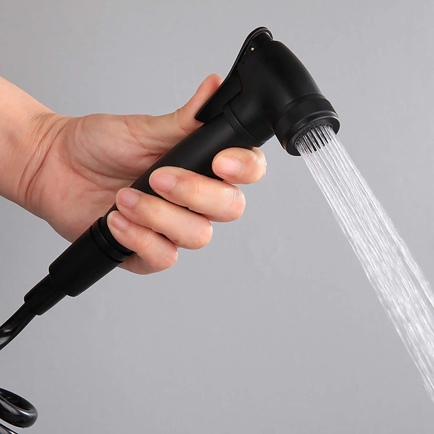 Handheld Bidet Sprayer for Toilet, Wall Mounted Black Toilet Bidet Sprayer Kit Brass Bathroom Cloth Diaper Sprayer Set with Hot and Cold Water for Personal Hygiene,PVC Hose