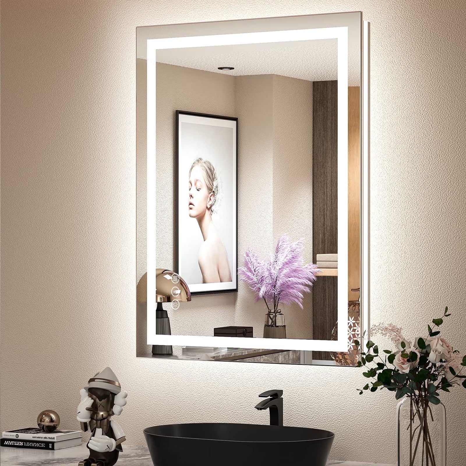 Apmir 24"x36" Premium UL Certified LED Bathroom Mirror, Super Bright, Front & Backlit, Anti-Fog, 3 Colors Dimmable