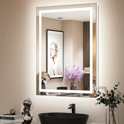 Apmir 24"x36" Premium UL Certified LED Bathroom Mirror, Super Bright, Front & Backlit, Anti-Fog, 3 Colors Dimmable