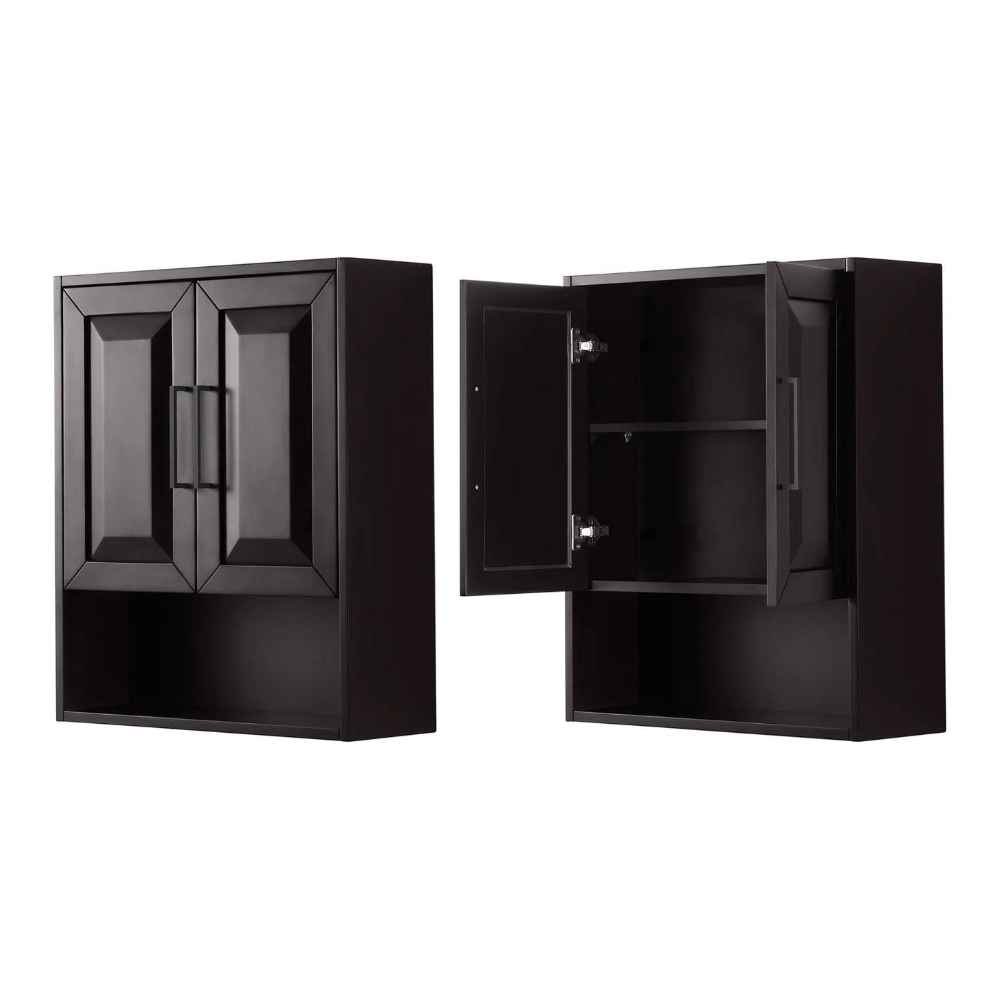 Wyndham Collection Daria Over-the-Toilet Bathroom Wall-Mounted Storage Cabinet in Dark Espresso with Matte Black Trim