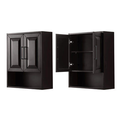 Wyndham Collection Daria Over-the-Toilet Bathroom Wall-Mounted Storage Cabinet in Dark Espresso with Matte Black Trim