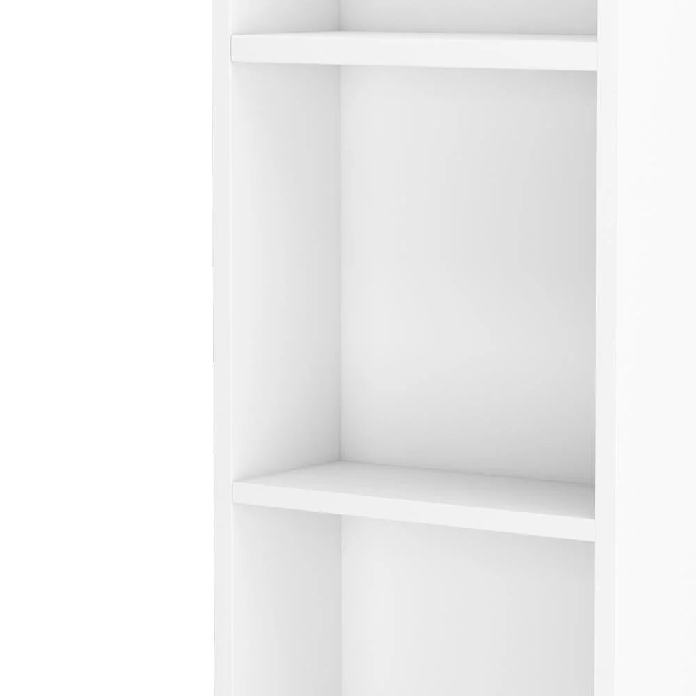 Zimtown Wooden Barber Station Makeup Hair Salon Cabinet, Freestanding Bathroom Tall Cabinet with 5 Storage Shelves & Drawer, White