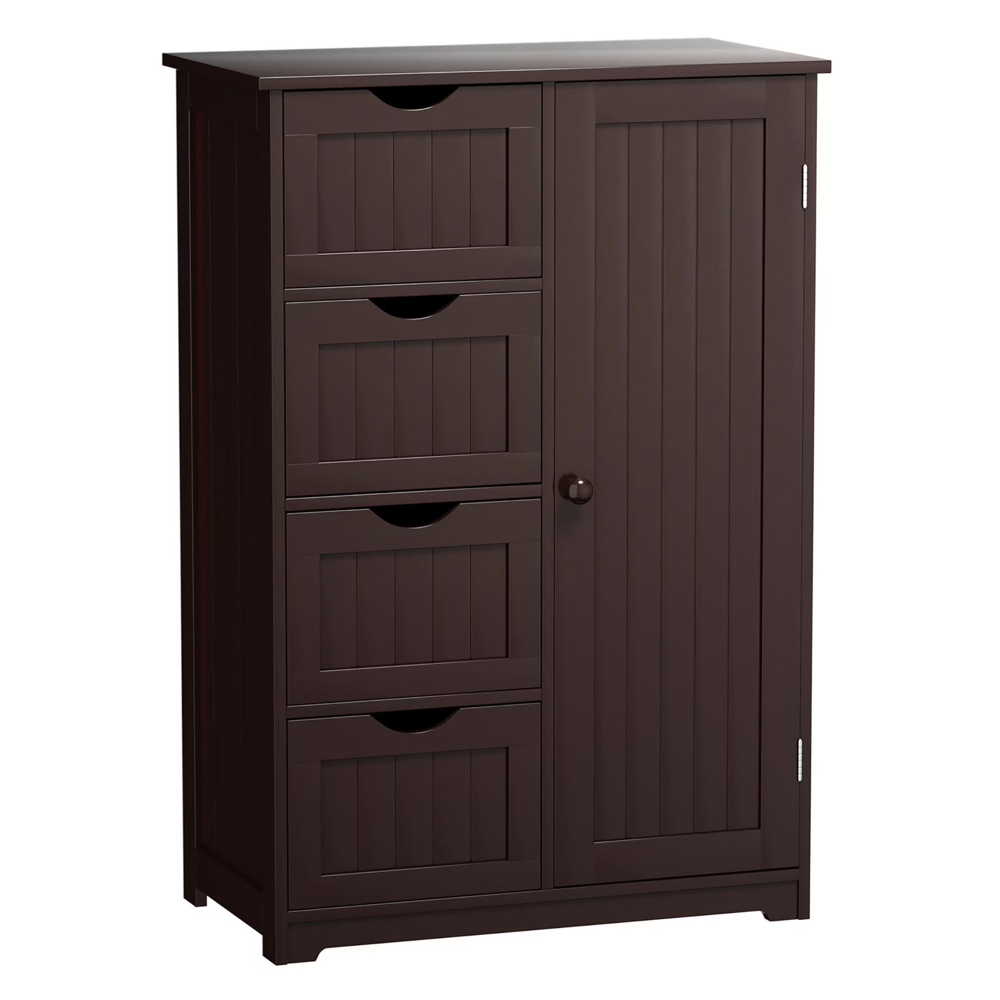 Bathroom Storage Wooden 4 Drawer Cabinet Cupboard 2 Shelves Free Standing White
