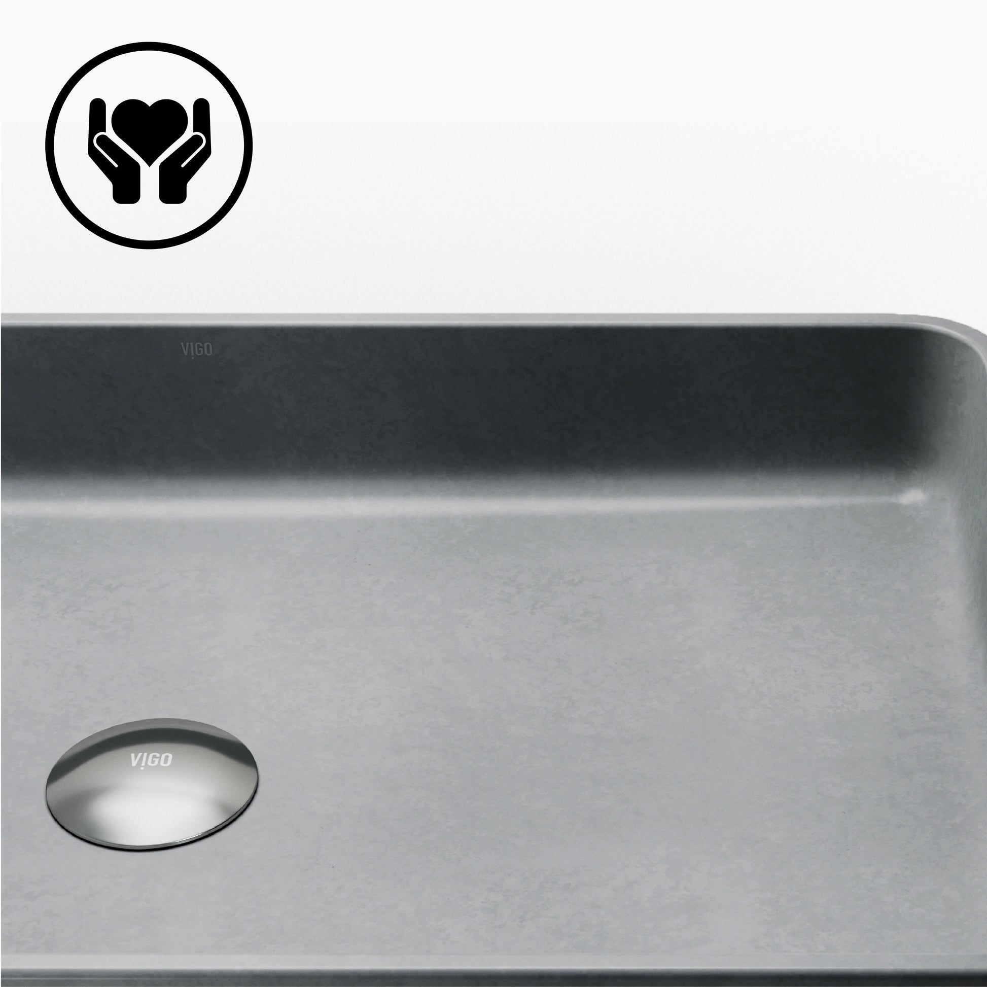 VIGO Basilica Gothic Gray Concreto Stone 23 in. L x 14 in. W x 4 in. H Rectangular Vessel Bathroom Sink