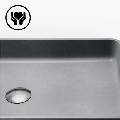 VIGO Basilica Gothic Gray Concreto Stone 23 in. L x 14 in. W x 4 in. H Rectangular Vessel Bathroom Sink