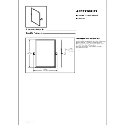 Chandler 26" x 22" Square Tilt Bathroom Mirror, Chrome