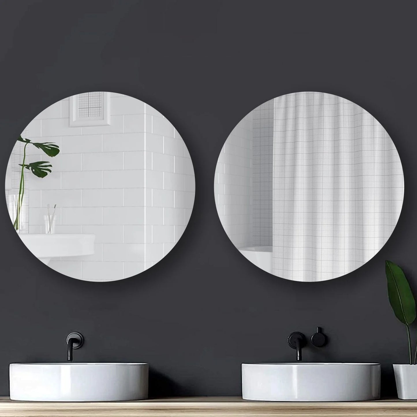FUMANGO Medicine Cabinet Round Bathroom Cabinet Mirror, Circular Storage Cabinet Round Frameless Mirror Cabinet with Surface Mounted
