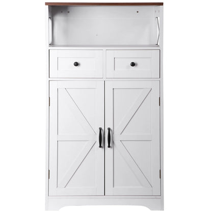 HomGarden Floor Storage Cabinet Large Farmhouse Kitchen Pantry Cabinet W/Drawers & Doors & Shelves for Home, Bathroom, Entryway, Living Room, White