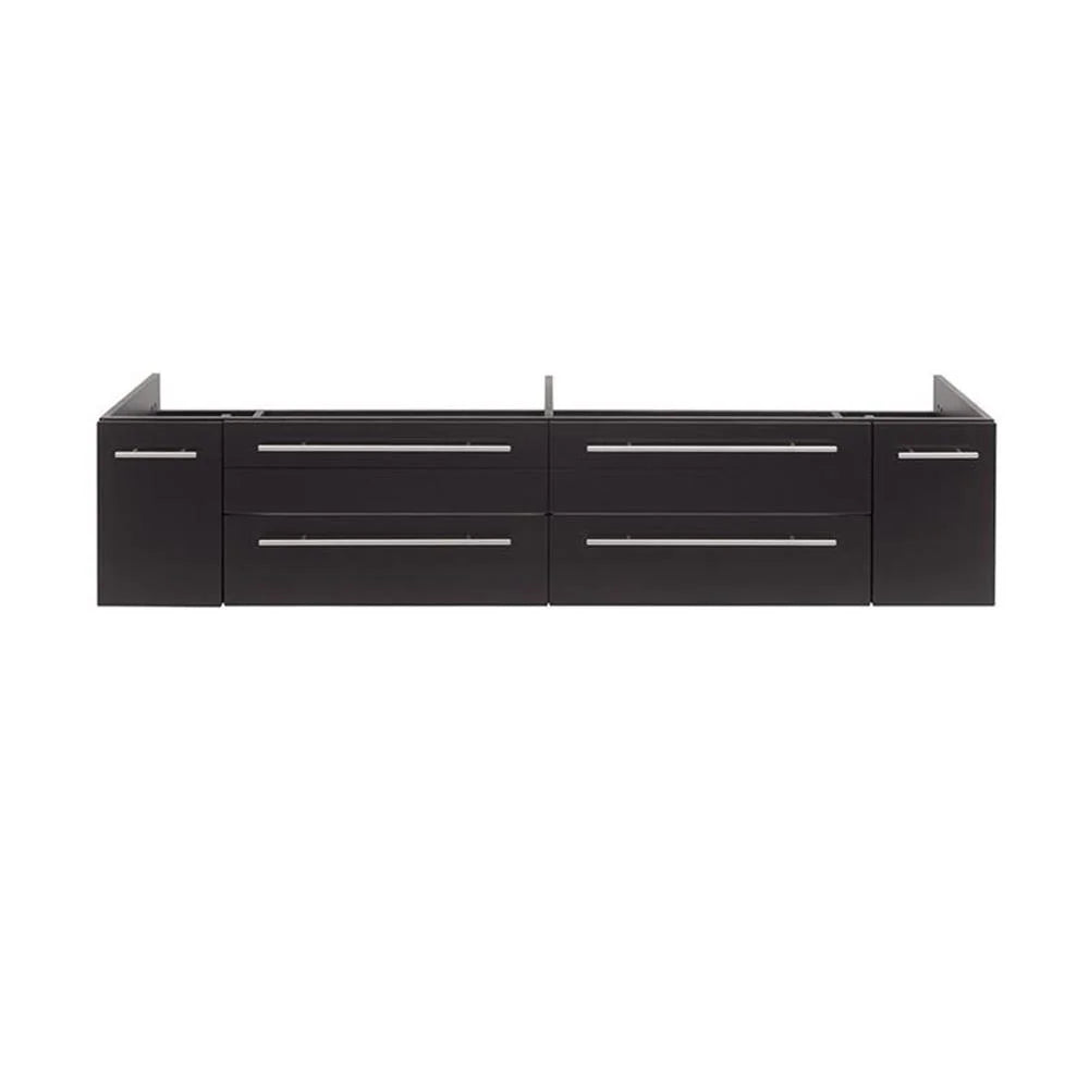 Pemberly Row 72" Wall Hung Double Undermount Sink Bathroom Cabinet in Espresso