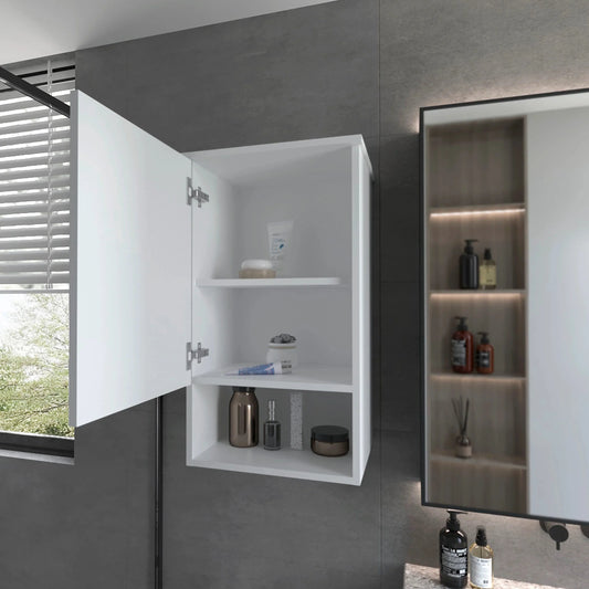 Carrizo Medicine Cabinet In Melamine with One Door,White,White Melamine Bath Faucets Bathroom Storage