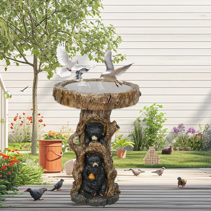 23.6��Tall Resin Outdoor Bird Baths for Garden - Outdoor Standing Birdbath with Bear Statue, Pedestal Birdbaths for Outdoors, Garden, Patio, Lawn, Backyard