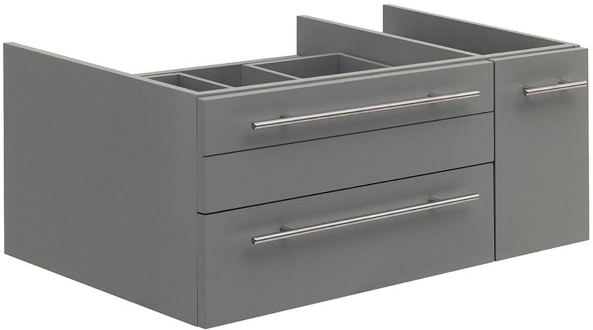Fresca Lucera 36" White Wall Hung Vessel Sink Modern Bathroom Cabinet - Left Version
