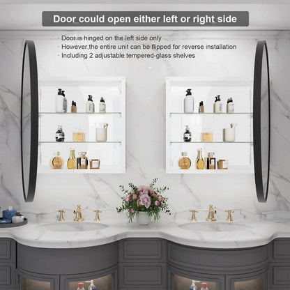 WallBeyond Bathroom Medicine Cabinet with Round Mirror Aluminum Framed 28", Black