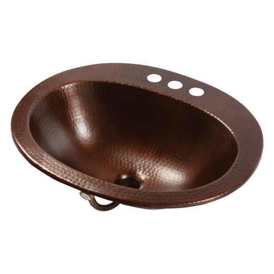 Sinkology BOD-0903BC Seville Drop with Bath Sink, 4 In-Faucet Holes and Overflow, Aged Copper