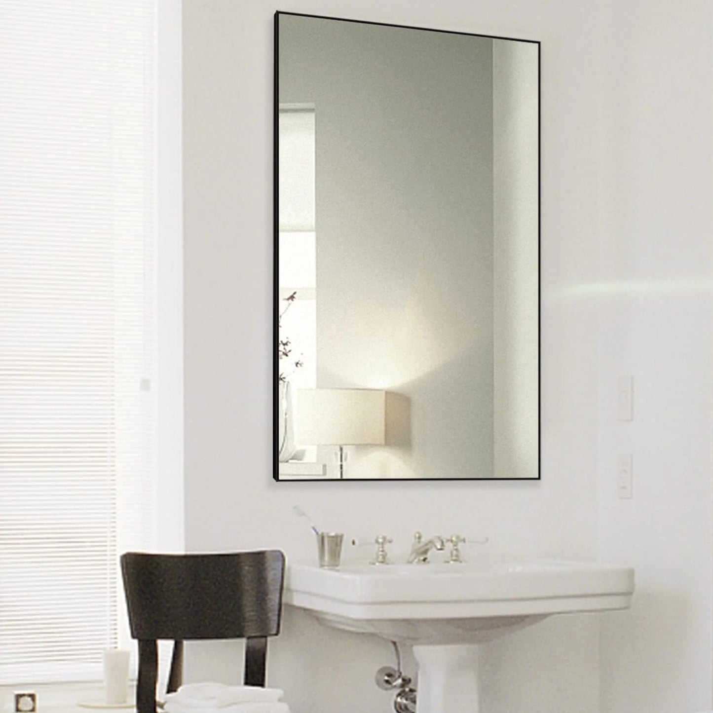 H-A Black&Gold Framed Rectangle Bathroom Mirrors for Wall,Wall Mounted Vintage Mirror Vertical or Horizontal Hanging for Living Room,Bedroom (40''x24''Vintage)