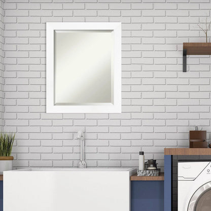 Cabinet White Narrow Beveled Wood Bathroom Wall Mirror