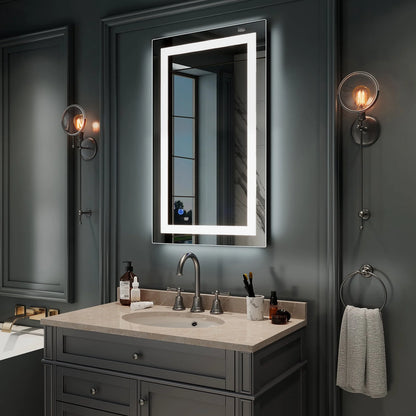 Ktaxon Anti-fog Wall Mounted Lighted Vanity Mirror LED Bathroom Mirror Anti Fog and IP67 Waterproof, Rectangle 40"x24" Silver