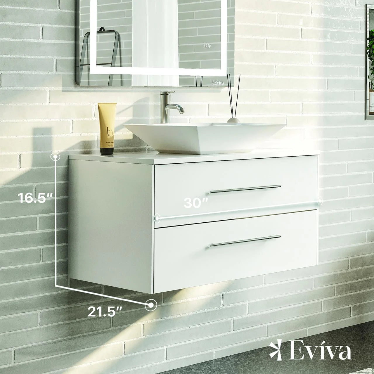Totti Wave 30" Espresso Modern Bathroom Vanity w/ Super White Man-Made Stone Top & Sink