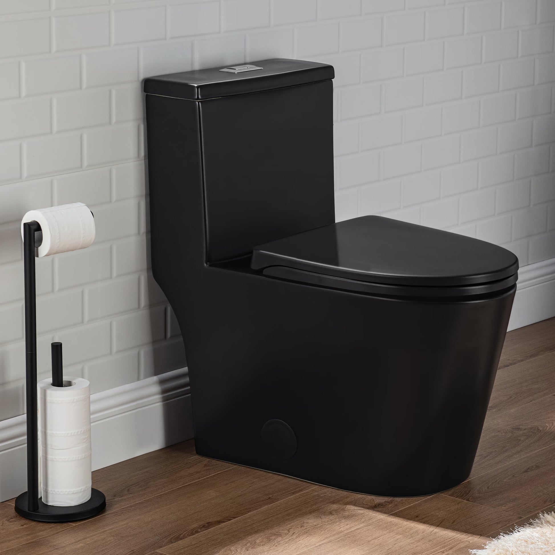 Casta Diva Round Toilet White 1-Piece Toilet for Small Bathrooms, Power Dual Flush and MAP 1000g (Seat Included), 12'' Rough-in