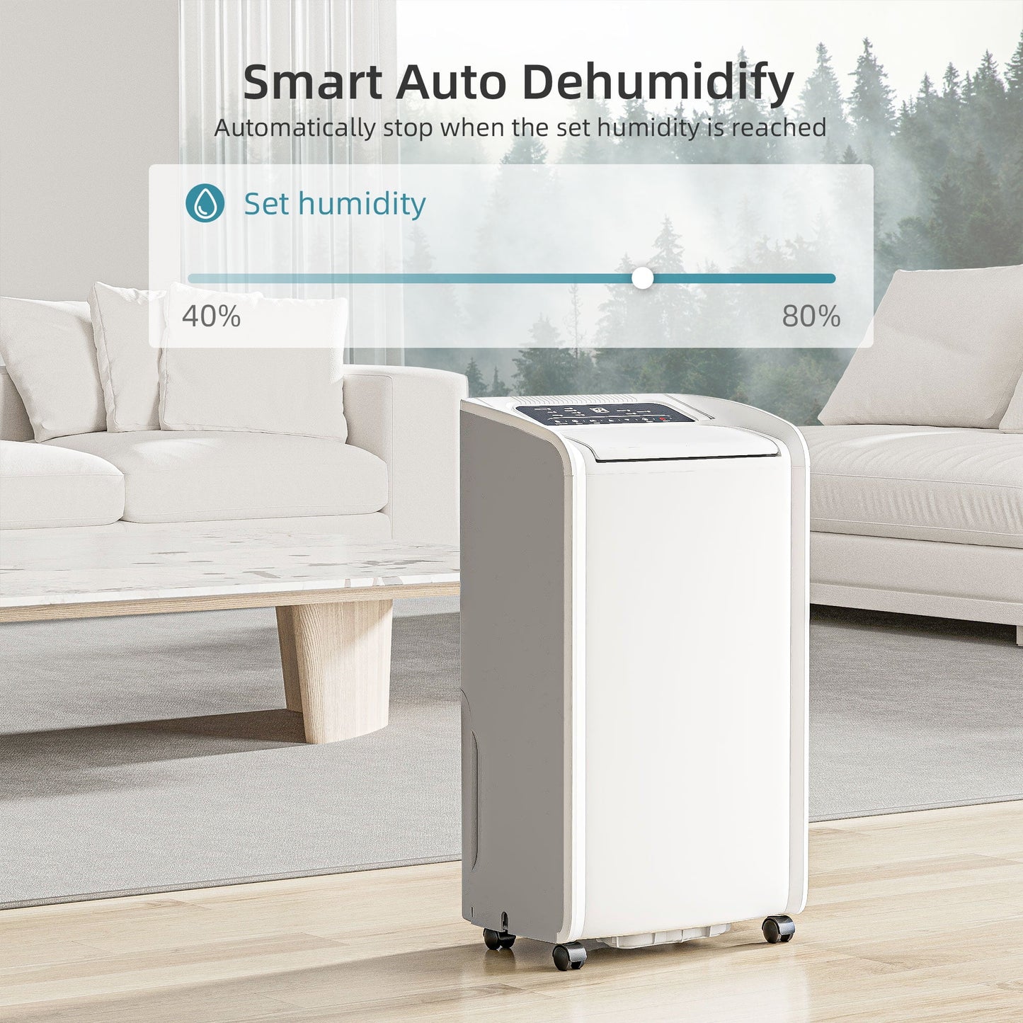 Rocyis 70 Pints Dehumidifier for 5000 Sq. Ft. Home, with Auto Shut off, Drain Hose, Reusable Filter, 4 Modes, for Bedroom & Bathroom