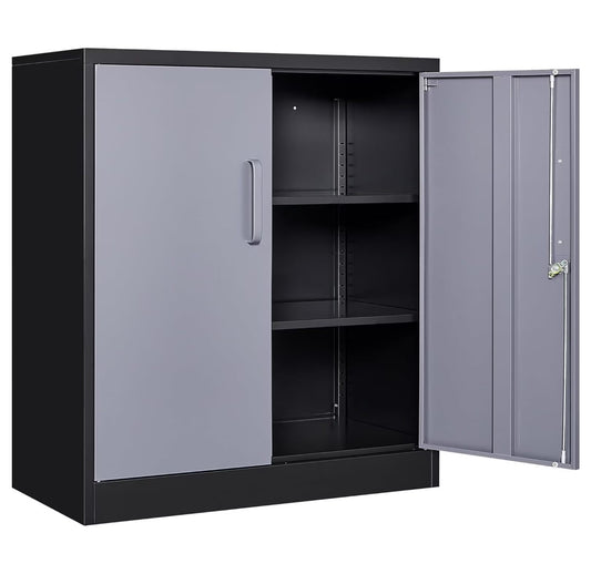 WDNMD9418 Storage Cabinet with Doors and Shelves,Display Cabinet with Glass Doors, Freestanding Kitchen Pantry Cabinet with Glass Doors and Shelves for Home Office, Pantry,Kitchen Bathroom