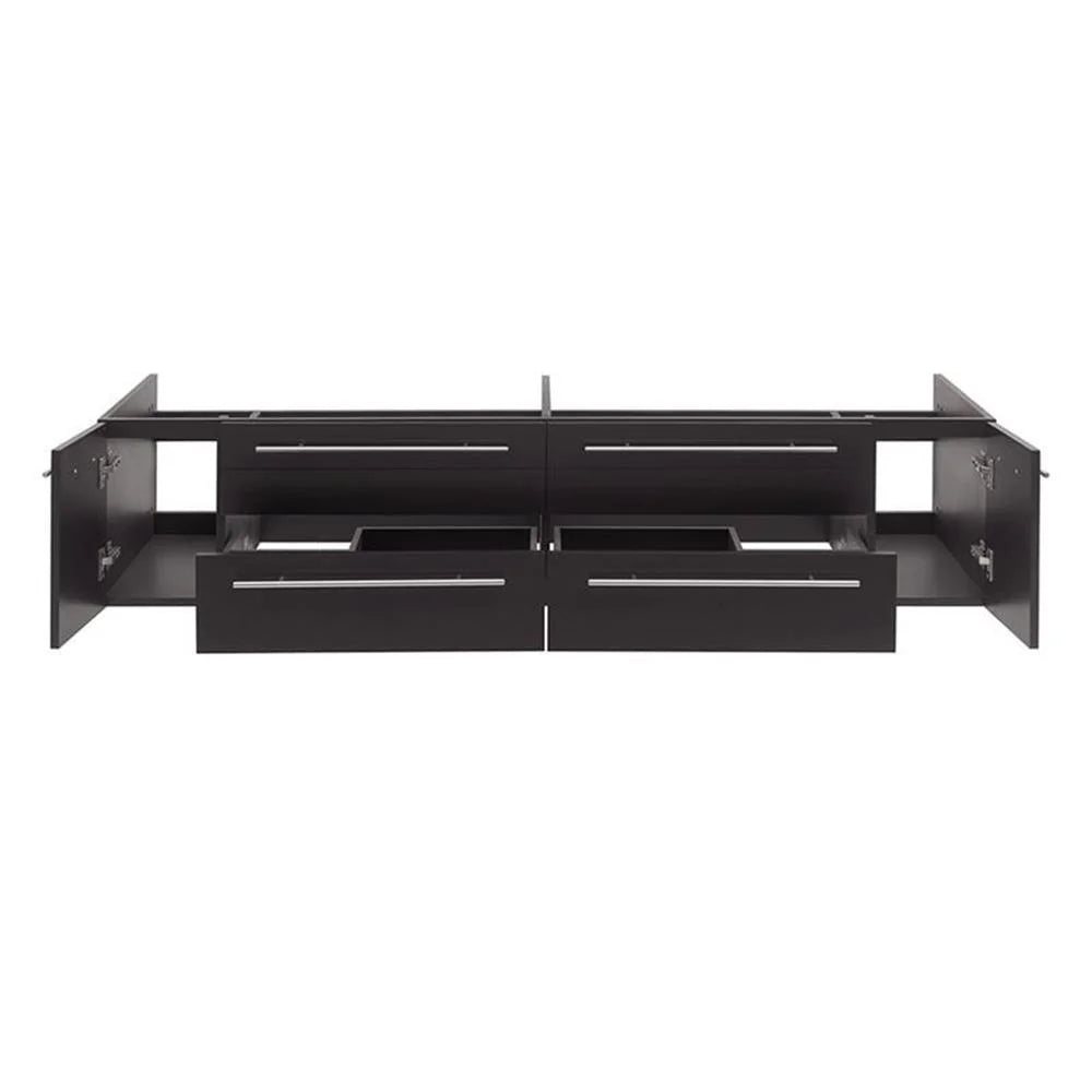 Pemberly Row 72" Wall Hung Double Undermount Sink Bathroom Cabinet in Espresso