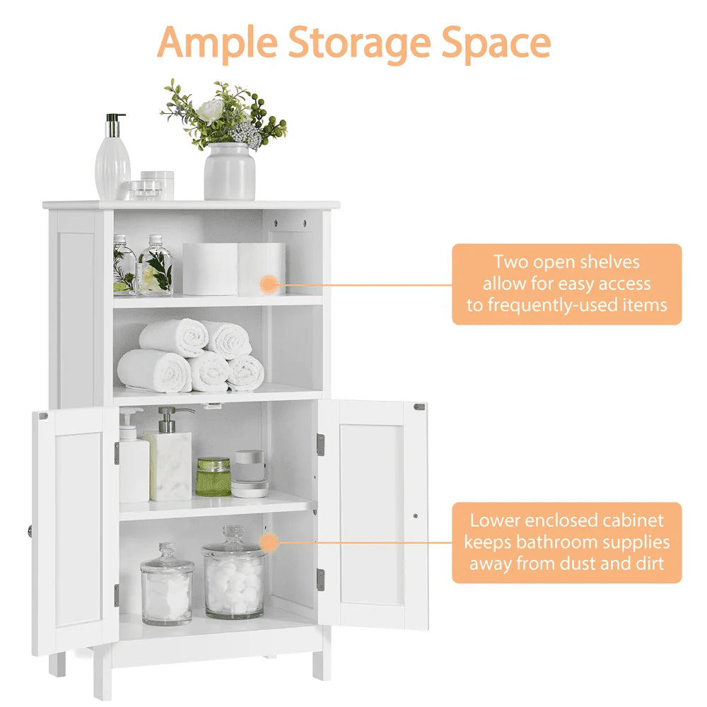 SMILE MART 5-Tier Wooden Bathroom Floor Cabinet, White
